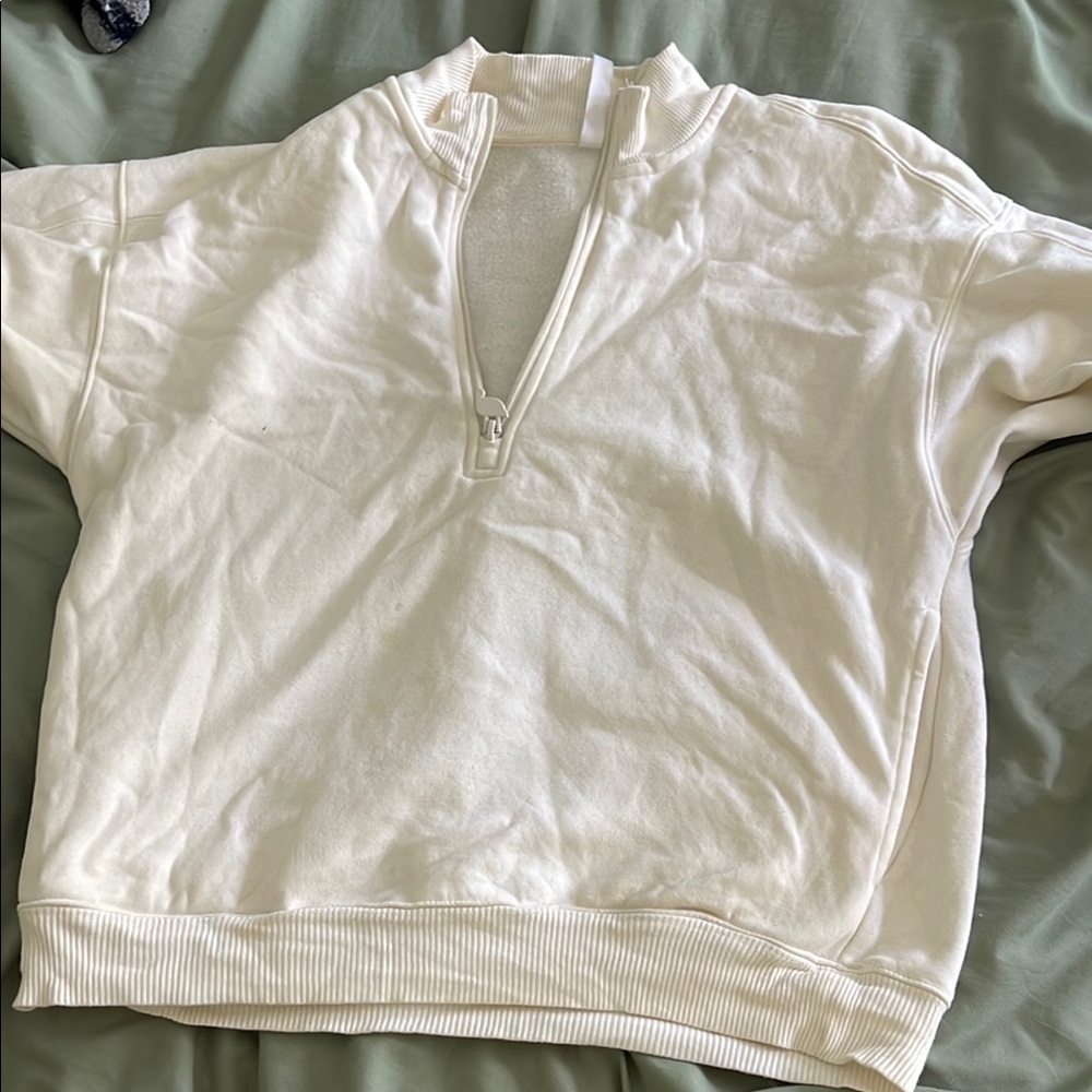 Fabletics Cream Half-Zip Sweatshirt